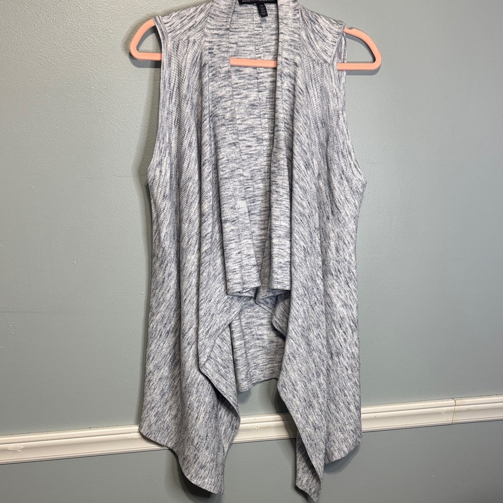 White House Black Market Heathered Gray sleeveless Cardigan